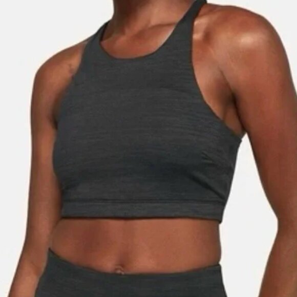 Black High Neck Longline Sports Crop in Medium | SweatTech - Picture 1 of 3
